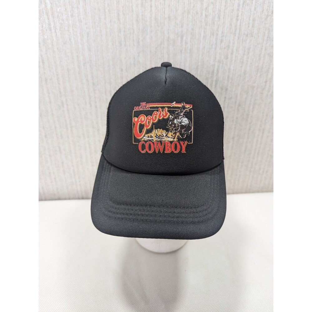 Vintage Coors Cowboy Black Snapback Hat Trucker Mesh Cap